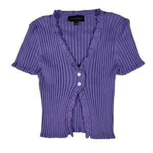 Lavender Purple Knit Blouse Cardigan Large